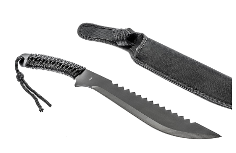 Stainless Steel Black Blade Machete With Saw W/Nylon Pouch