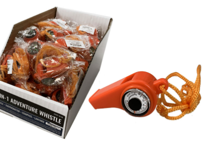 3-IN-1 Orange Survival Whistle with Compass,Thermometer & Lanyard